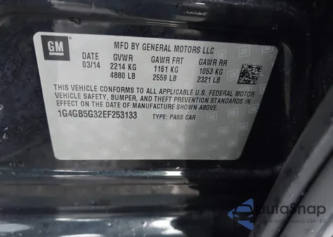 2014 Buick Lacrosse Leather Group from USA, damaged, VIN 1G4GB5G32EF253133